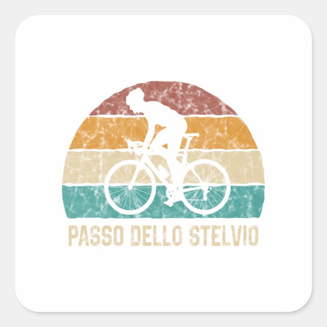 Sticker Passo Dello Stelvio à vélo Grimpe Retro (Devant)