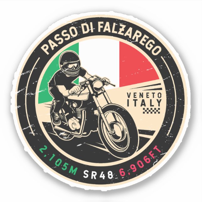 Sticker Passo di Falzarego Italie Falzarego Pass Moto (Devant)
