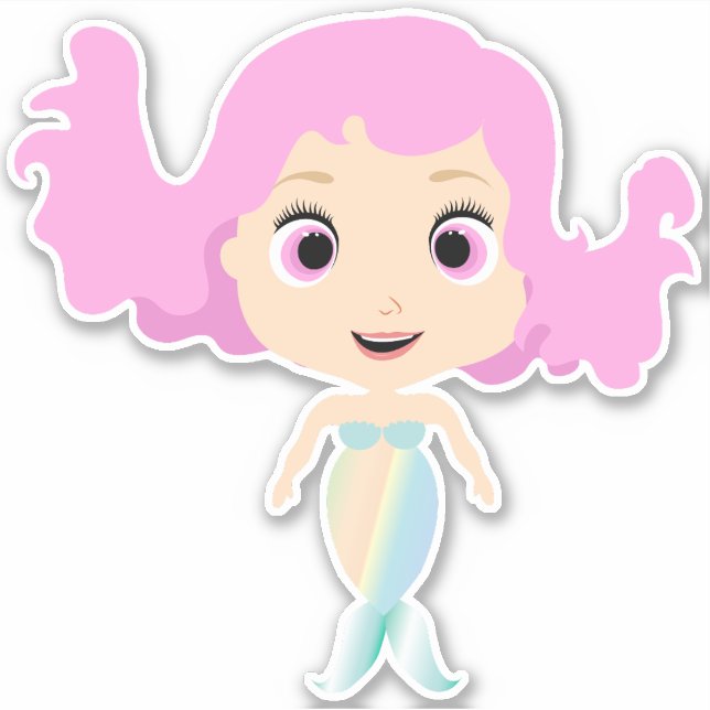 Sticker Pastel Arc-en-ciel couleur mignonne sirène (Devant)