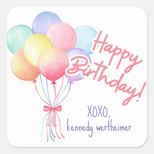 Sticker Pastel Balloons d'anniversaire (Devant)