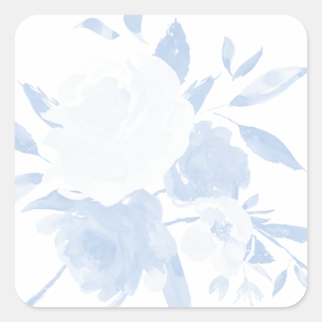 Sticker Pastel Blue Floral Aquarelle (Devant)