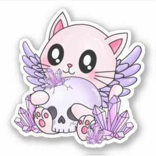 Sticker Pastel Goth Chat & Crâne