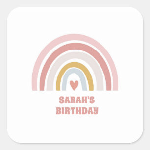Sticker pastel pink rainbow girls birthday 