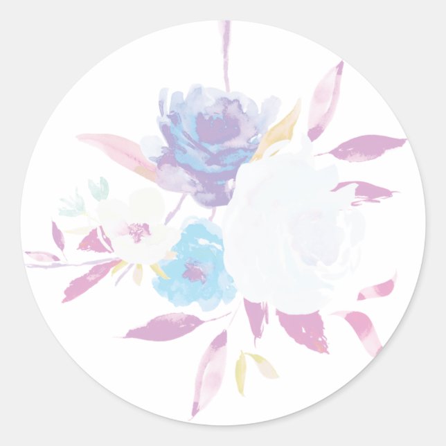 Sticker Pastel Purple Floral Aquarelle (Devant)