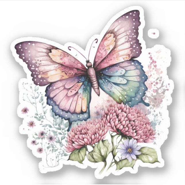 Sticker Pastel Purple Whimsical Papillon (Devant)