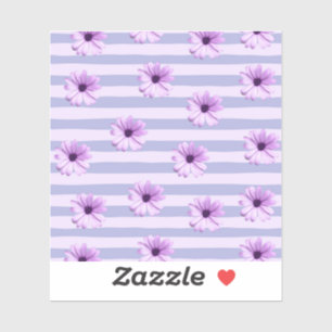 Sticker Pastel rayures motif avec marguerites