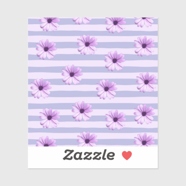 Sticker Pastel rayures motif avec marguerites (Feuille)