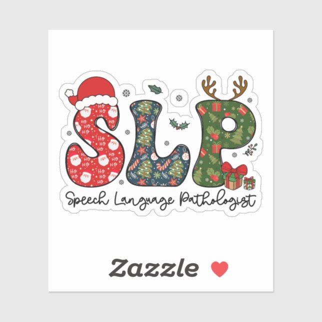Sticker Pathologiste du langage vocal Noël SLP Xmas (Feuille)