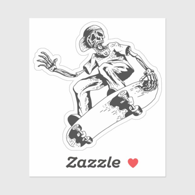 Sticker Patinage Skeleton jouer skateboard (Feuille)