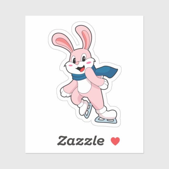 Sticker Patinage sur glace sur lapin Patins sur glace (Feuille)