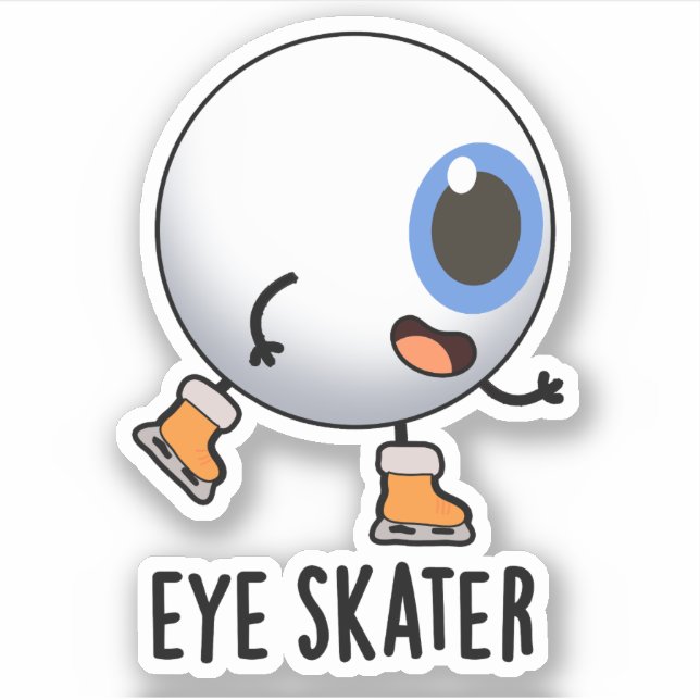 Sticker Patineur d'oeil amusant jeu de patinage sur glace (Devant)