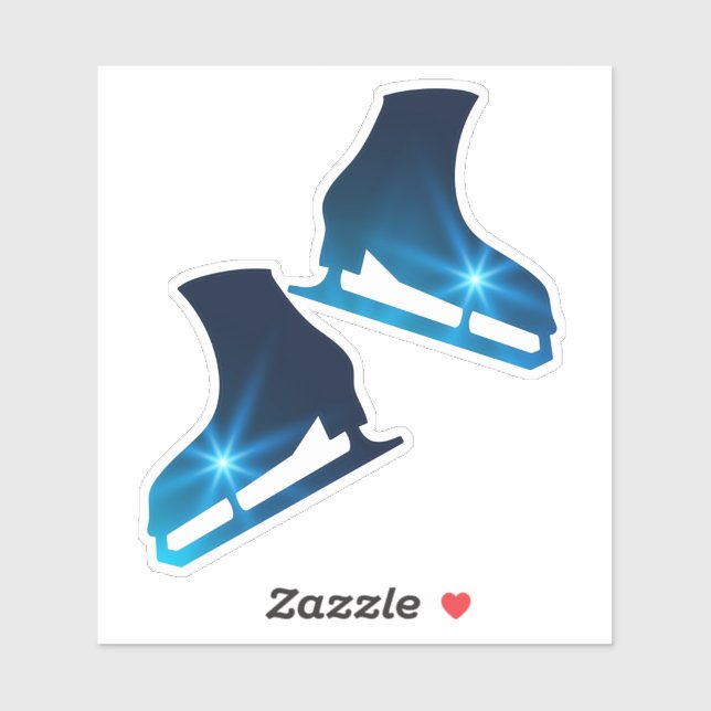 Sticker patins à glace paire figure étoile bleue (Feuille)