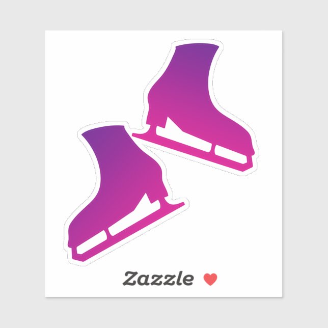 Sticker patins à glace paire figure patinage viole (Feuille)