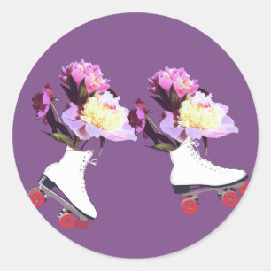 Sticker Patins à rouleaux à fleurs de pivoine