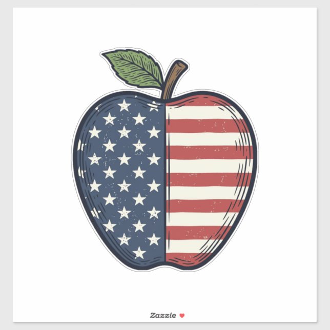 Sticker Patriotic Apple Vintage Engraving Vector Design_1 (Feuille)