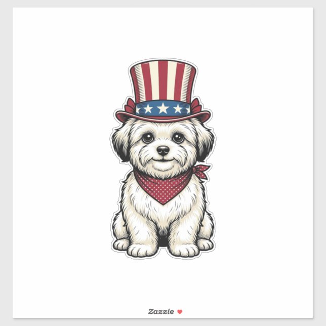 Sticker Patriotic Dog Vintage Engraving Vector Design_1 (Feuille)