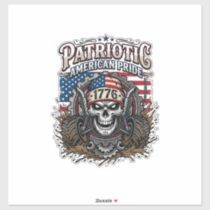 Sticker Patriotique 1776 Hors Route Crâne Monster Truck Lo