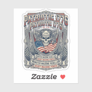 Sticker Patriotique 1776 Hors Route Crâne Monster Truck Lo
