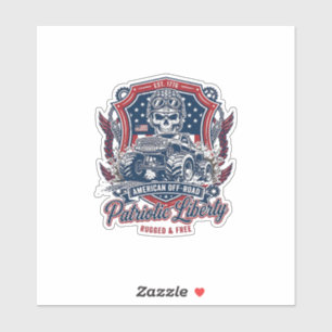 Sticker Patriotique 1776 Hors Route Crâne Monster Truck Lo