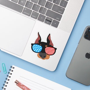 Sticker Patriotique Doberman