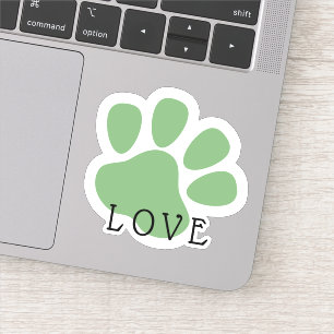 Sticker Patte d'animal de compagnie verte d'amour heureux