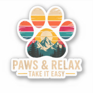 Sticker Pattes et détente Prenez ça cool Montagnes vintage