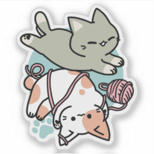 Sticker Pattes et Jeux – Illustration de Chat Adorable