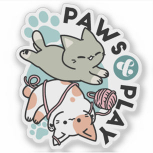 Sticker Pattes et Jeux – Illustration de Chat Adorable