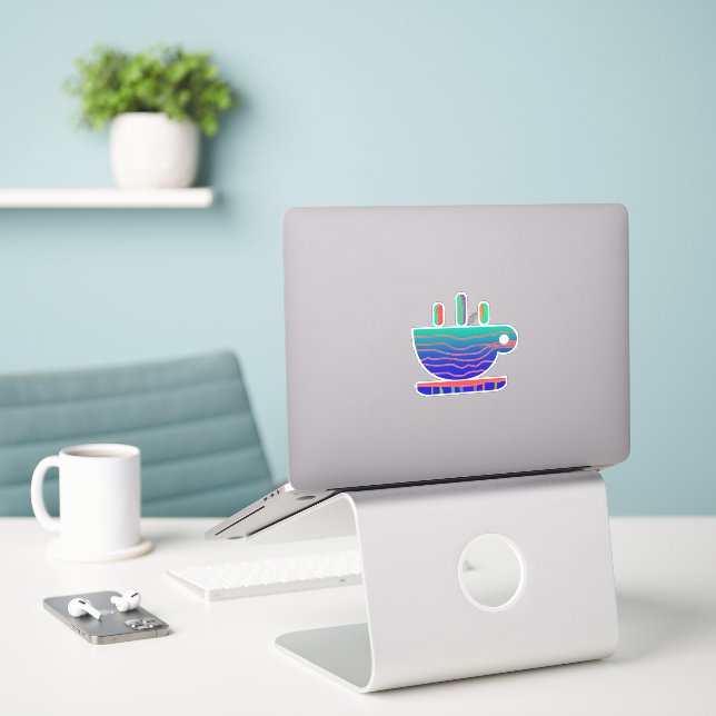 Sticker Pause café (Ordinateur portable sur le bureau)