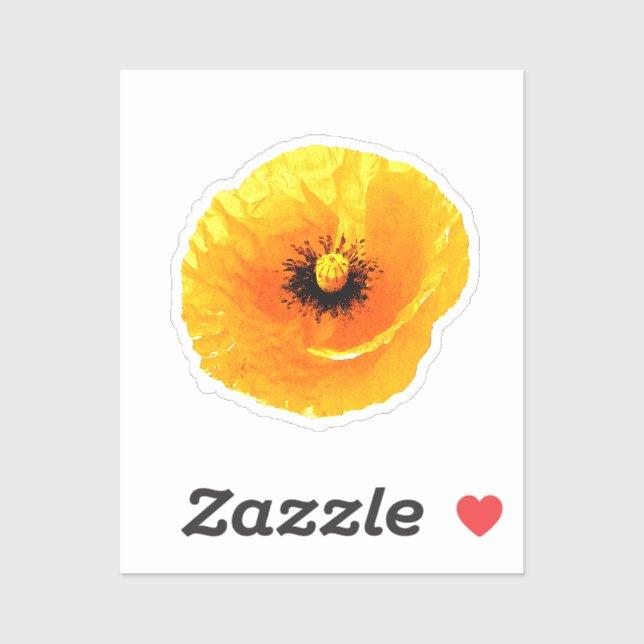 Sticker Pavot Jaune Personnalisé Blanc Floral Mariage Anni (Feuille)