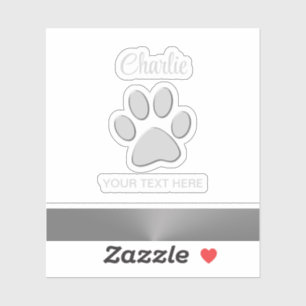 Sticker Paw Chien Argent sur arrière - plan noir