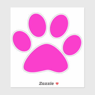 Sticker Paw Prints Pattern Custom Cute Hot Pink