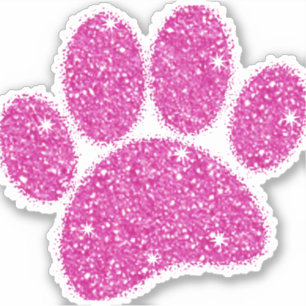 Sticker Pawprint de chien de Parties scintillant rose