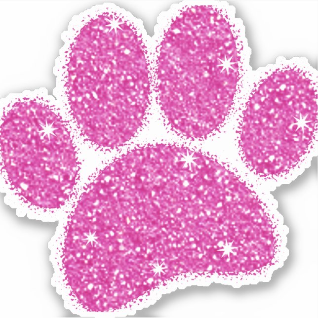 Sticker Pawprint de chien de Parties scintillant rose (Devant)