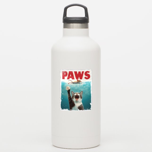 Sticker PAWS Chat Souris Parodie De L'Affiche De Film Jaws (Gourde)