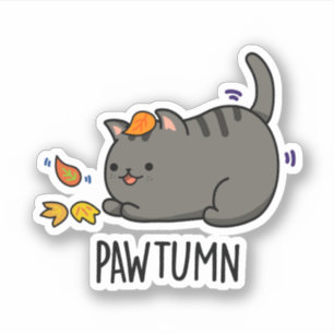 Sticker Pawtume mignon Automne Kitty Cat Pun