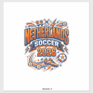 Sticker Pays-Bas Football 2026 Football Gras Pays Typogr
