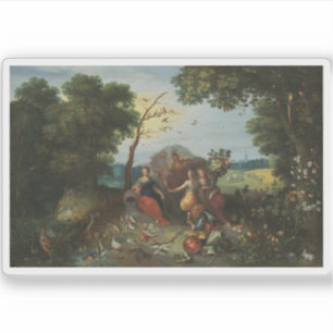 Sticker Paysage avec Allégories des Quatre Éléments