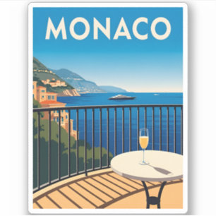 Sticker Paysage balnéaire du Vintage voyage rétro Monaco
