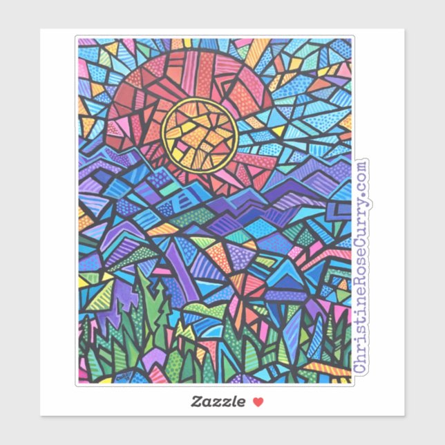 Sticker Paysage Colorado coloré Mosaïque Artwork (Feuille)