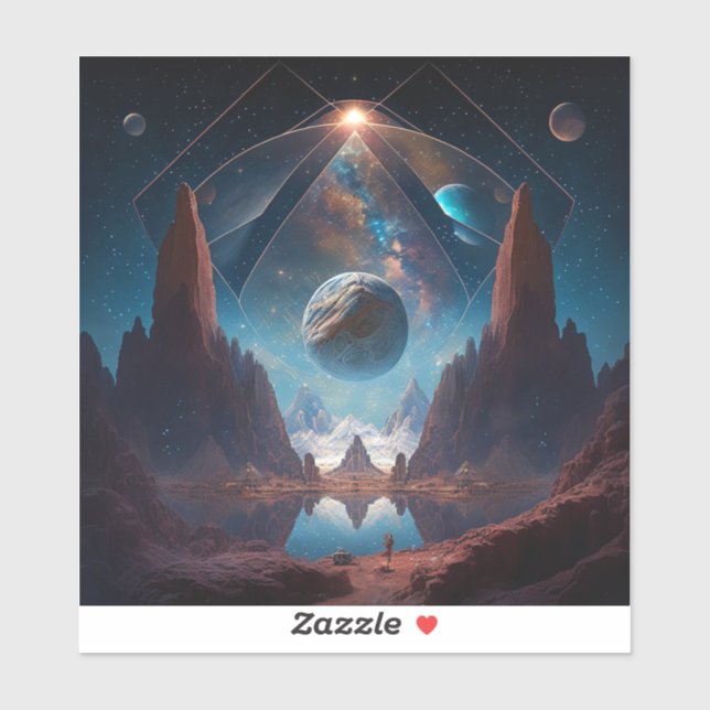 Sticker Paysage d'Imaginaire cosmique (Feuille)