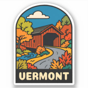 Sticker Paysage du Vermont Vintage voyage rétro Pittoresqu