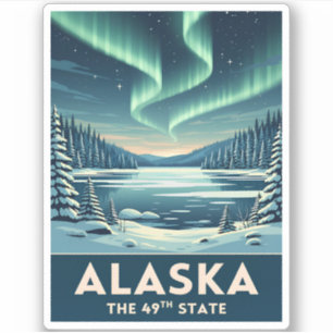 Sticker Paysage hivernal vintage de l'Alaska pour voyage r