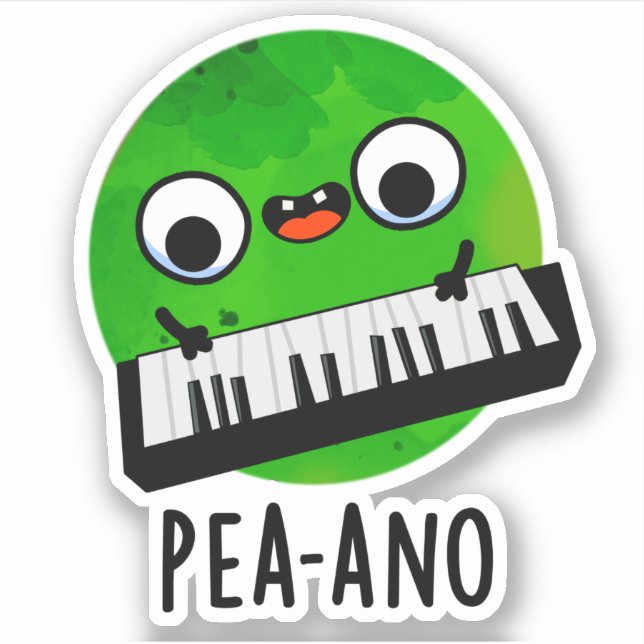 Sticker Pea-ano Funny Musique Veggie Pea Pun (Devant)