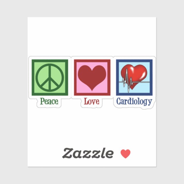 Sticker Peace Love Cardiologie Chirurgien de coeur Cardiol (Feuille)