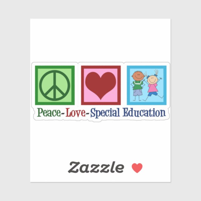 Sticker Peace Love Enseignant de l'éducation spéciale (Feuille)