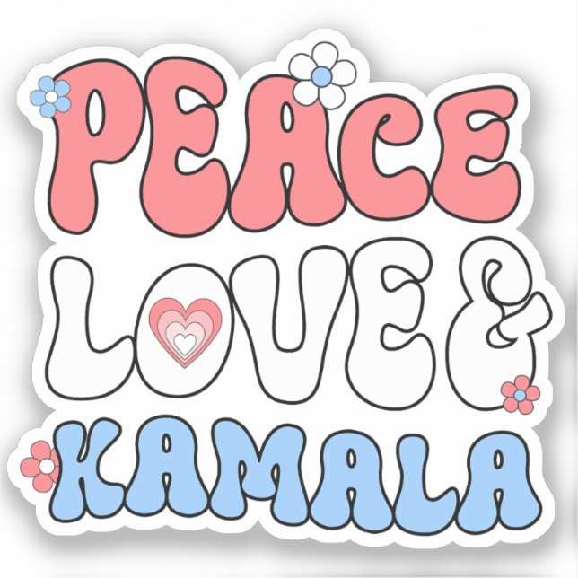 Sticker Peace Love et Kamala Harris 2024 (Recto)