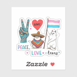 Sticker Peace Love et Trans LGBTQ Transgenre