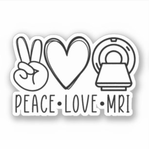 Sticker Peace Love IRM Tech, radiologie, IRM Technologue