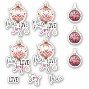 Sticker Peace Love Joy Vacances Ornements et Script